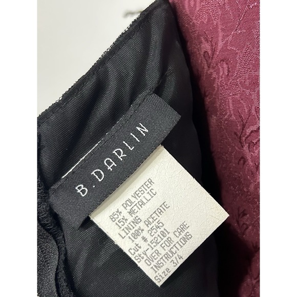 B Darlin Black Mesh Midi Dress 3/4 Ruched Sparkle Fairy Grunge Whimsigoth Party - Picture 8 of 9